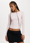 Cotton On Staple Rib Boat Neck Long Sleeve Top - Soft Pink