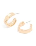 Goldair Gold Hammered Open Hoop Earrings