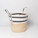 Maize Stripe Basket Medium - Black white