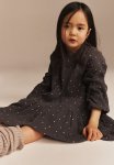 A-line Muslin Dress - Dark Grey Spotted