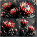 Tear Resistant Deco Print Dark Protea 4'S