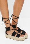 LISBON1 Espadrille Wedge Heel - Black
