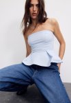Peplum Bandeau Top - Blue