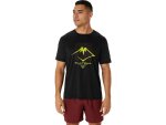 ASICS Men's Fujitrail Logo Ss Top - Perf Black antique Red neon Lime - Sm
