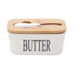 Zs - Ceramic Butter Jar With Butter Knife - White