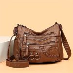 BOSTON Bag Vintage Style Multi-layer Slant Shoulder Bag For Men Women Daypacks Fashionable Wheat Pattern Crossbody Bag