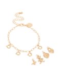 Goldair Gold Bear & Heart Lock Charm Bracelet