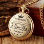 1PC "to My Son I Love You" Carving Quartz Pocket Watch Necklace Men's Gift