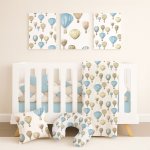 Air Balloon Cot Bedding Set Simple Hot Air Balloon Blue