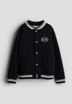 Motif-detail Baseball Jacket - Black Multi