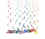 Happy Birthday Hanging Banner Swirls 6PCS PK