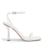 White Pu Ankle Strap Stiletto Heels