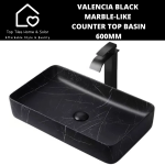 Valencia Black Marble-like Counter Top Basin - 600MM