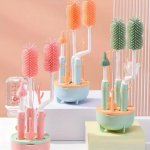3PCS SET Bottle Cleaner Pacifier Bottle Cleaning Brush Straw Brush Silicone Cleaning Brush Easter Gift