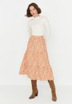 Tiered Animal Print A-line Skirt - Camel