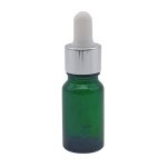 10ML Green Glass Aromatherapy Bottle With Pipette - White & Silver Collar 18 60