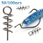 100 50PCS Fishing Soft Bait Centering Pins & Connector - High Carbon Steel Fixed Pins - 1.4CM 0.55INCH