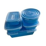 Smte Storage Containers Bpa Free Plastic Various Sizes 5 Piece Blue With Keychain