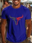 Bull Head Design Print Men's Casual Crew Neck Short Sleeve T-Shirt Comfy Outdoor Top For Summer