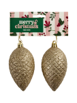 2 Pack Gold Glitter Pinecone Ornaments - None Gold