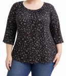Printed Pleated Tunic 3 4 Sleeve - 60 Ditsy