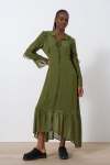 Sheer Frill Dress - 18 Green