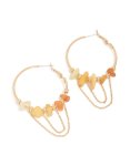 Orange Chip & Gold Chain Hoop Earrings
