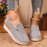 Women's Casual Slip-on Platform Loafers Comfort Wedge Heel Canvas Shoes Fashion Sneakers For Walking Lightweight Breathable Summ