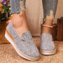 Women's Casual Slip-on Platform Loafers Comfort Wedge Heel Canvas Shoes Fashion Sneakers For Walking Lightweight Breathable Summer Footwear