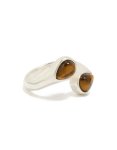 Waterproof Stainless Steel Double Tigers Eye Ring - M l