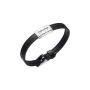 925 Sterling Silver Black Leather Words Beads String Punk Bracelet