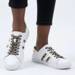 Vicki Leather Sneaker - White Leopard Stripes - 8