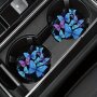 Premium 2PCS Blue Butterfly Car Coasters - Absorbent Eva Material Keeps Cup Holders Clean & Dry