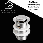 Gio Slotted Chrome Pop-up Basin Waste - 32X75MM