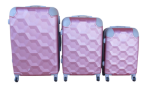 Smte Pink Geometric 3-PIECE Abs Luggage Set With Spinner Wheels With Keychain