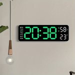 Large Digital Wall Clock Temperature And Humidity Week Display Brightness Adjustable Electronic LED Table Alarm Clock 12/24H