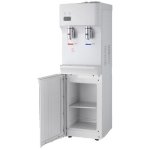 Water Cooler Dispenser – Hot And Cold – Freestanding With Storage Compartment – White