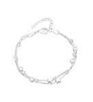 925 Silver Plated Women's Bracelet - Matte Beads With Sparkling Accents