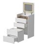 - Makeup Vanity Table With Flip-top Mirror Light And Storage Stool