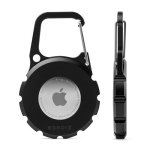 Kordiz Airtag Holder Carabiner - Airtag Keychain Case With Aluminum Frame And Full Grain Leather Cover For Apple Airtags - Prote