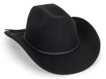 Vintage Western Cowboy Hat For Men Women - Wide Brim Cowgirl Fedora Hats With Braided Rope Band Black M