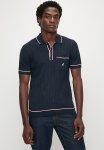 Polo Genoa Linen Tipped Short Sleeve Golfer - Navy