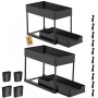 2 Packs Under Sink Drawer Organizer 2 Tiers With Hooks And Hanging Space