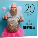 20TH Nephew Funny Birthday Card - Bearded Man Joke Funny Nephews Birthday Card For 20 Year Old Twenty Twentieth