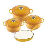 Smte Durable Cast Iron Cookware Set 7 Piece Yellow With Keychain