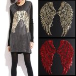 1PC Feather Wings Sequin Sew Iron On Patches Embroidery Applique Patches For Jackets Clothing Backpacks Jeans T-Shirt