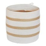 Cylinder Basket - Ivory & Jute Stripes - XL