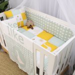 Cot Bumper Flat Bumper 2M Sage Green Checkered