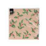 Napkins Recycled Kraft Paper 16PCS 33X33CM - Holly Leaves