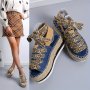 Fashion Summer Espadrille Sandals Wedge Sandals Women Platform Thick Sole Fisherman Summer Comfort Vacation Shoes